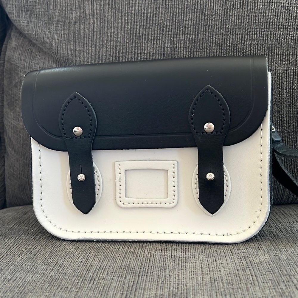 Never used The Cambridge Satchel Company black and white mini cross body bag